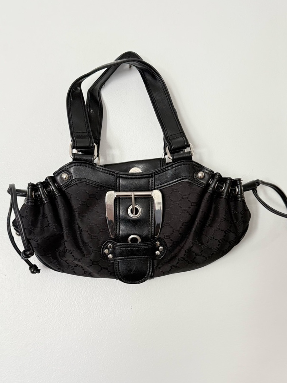 Vintage Black Women's Shoulder Bag with Buckle Accent Like New